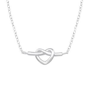 Sterling Silver Heart Knot Necklace 16mm | Dainty